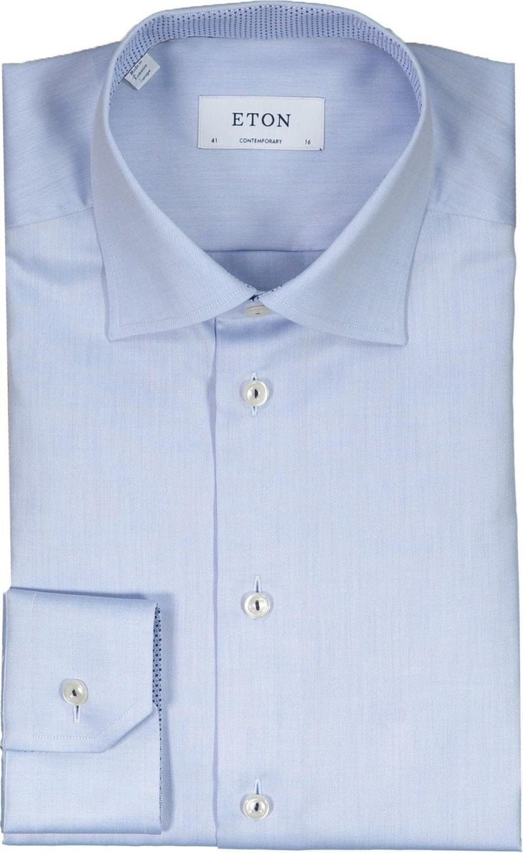 Eton  Overhemd Blauw Normaal - Maat UK17.5-EU44 - Heren - Never out of stock Collectie - Katoen