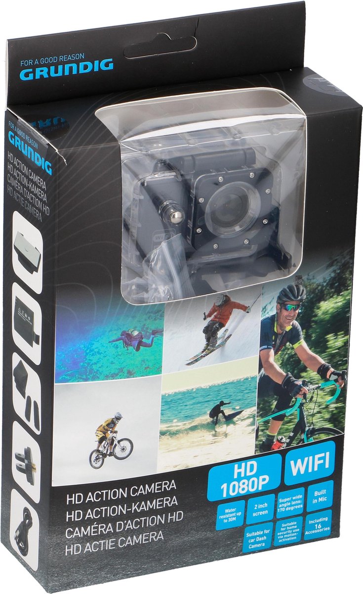 Grundig Action Camera - HD 720p - Microfoon - Waterdicht - Zwart