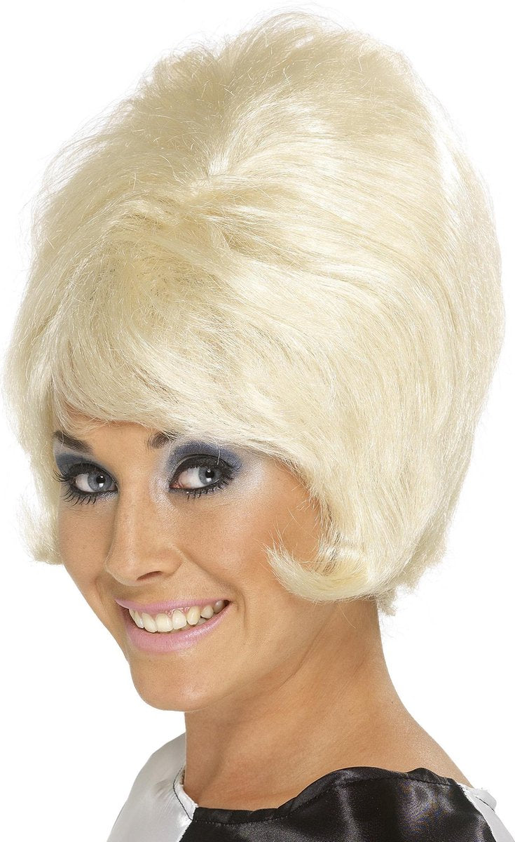 Blonde hoge damespruik. - Verkleedpruik - One size