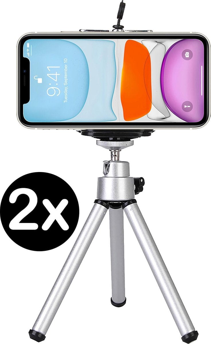 Tripod Smartphone Mini Camera Statief Uitschuifbaar - Zwart - 2 PACK
