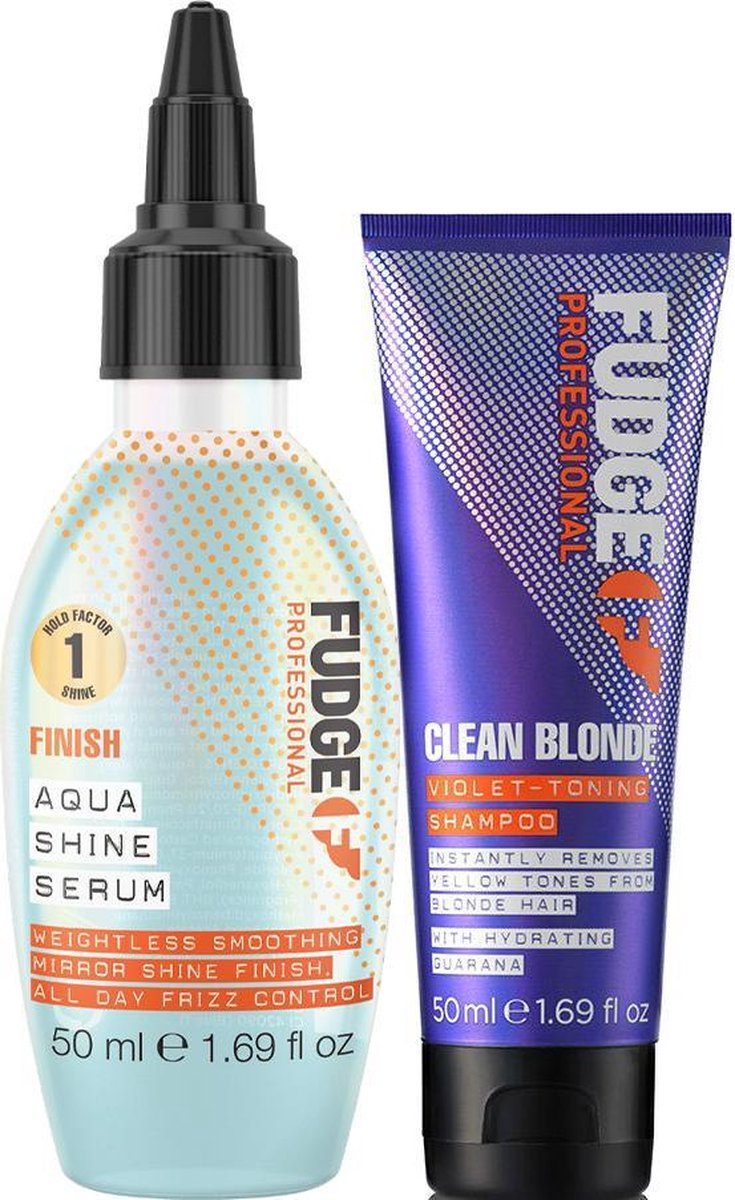Fudge Professional - Aqua Shine Serum 50 ML & Clean Bl. Violet Shampoo 50 ml