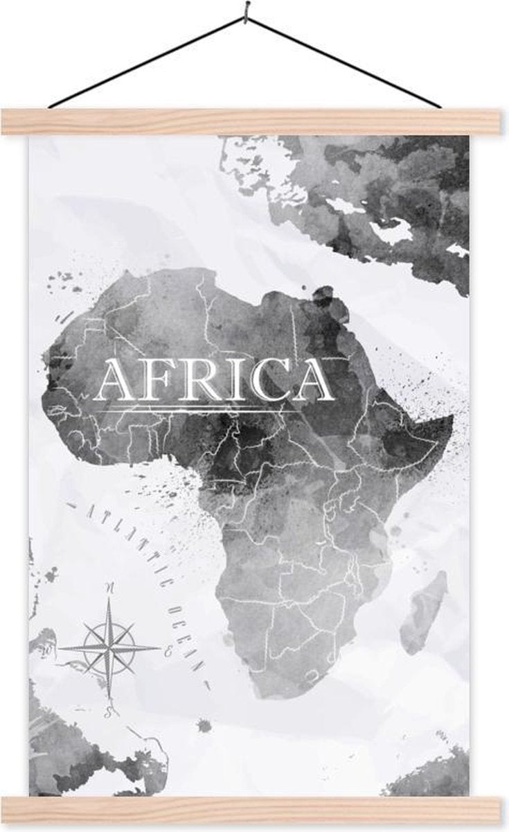 Schoolplaat - Wereldkaart - Afrika - Verf - 60x90 cm - Blanke latten