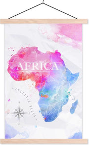 Schoolplaat - Waterverf - Wereldkaart - Afrika - 120x180 cm - Blanke latten