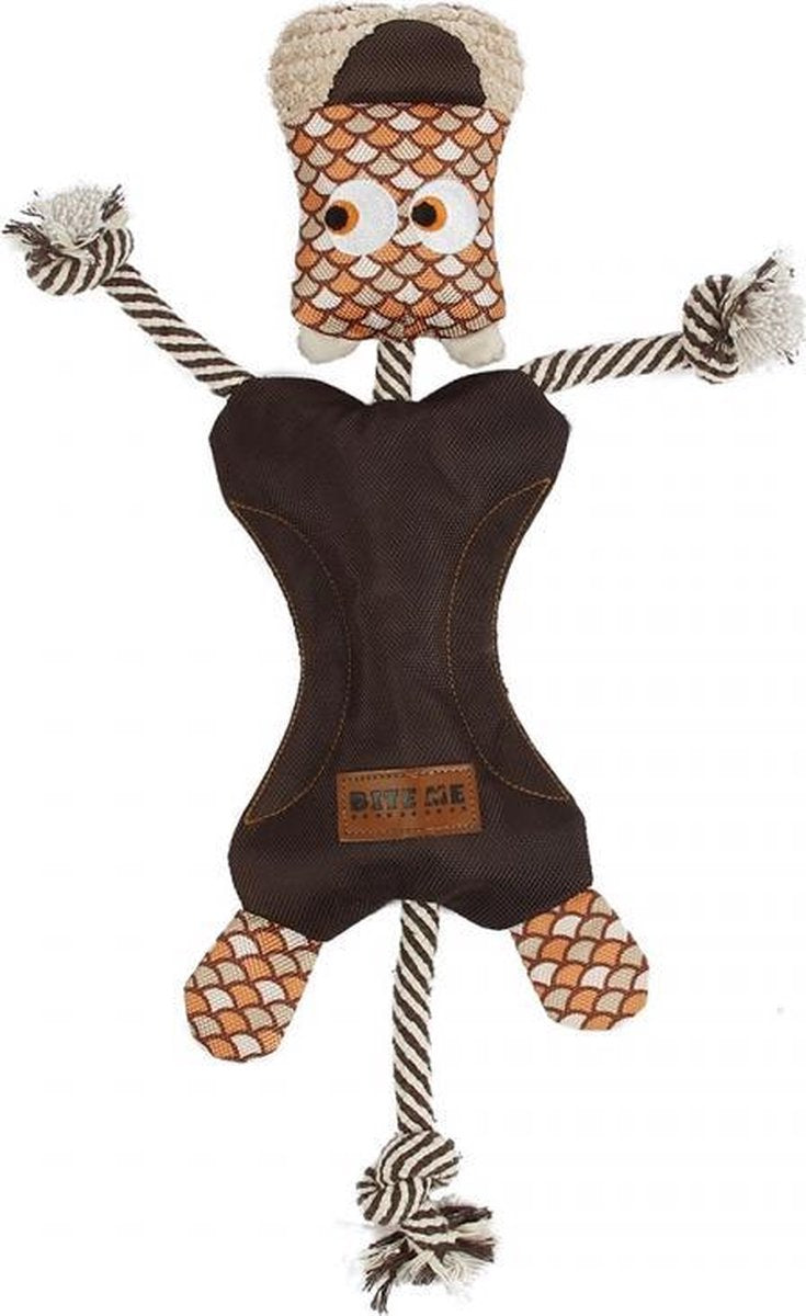 Ebi hondenknuffel Funky leopard squeaker & crackle Bruin/oranje 29x40CM