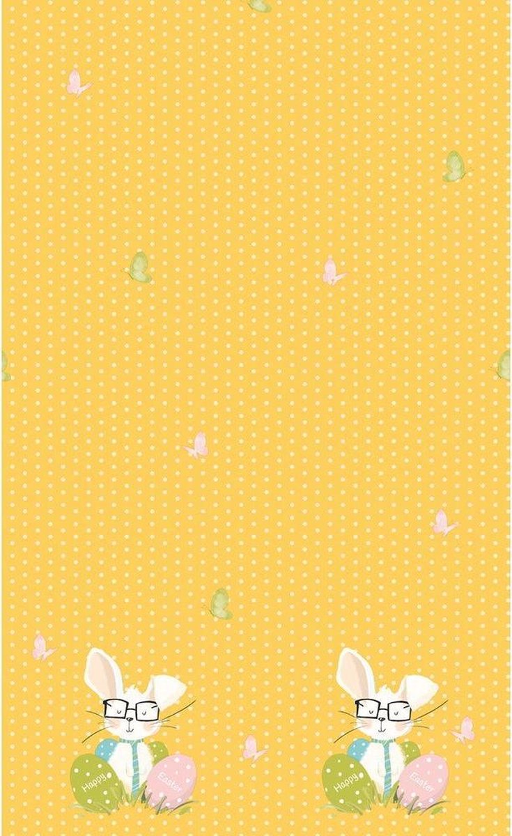 2x stuks Pasen tafelkleed/tafellaken paashaas geel 138 x 220 cm - papier