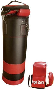 Angel Sports Bokszak met Handschoenen - Zwart/Rood