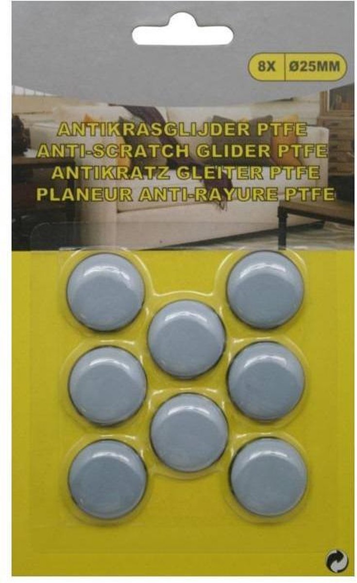 Bellson Anti Kras Glijder antikras PTFE Ø25 mm Met Plakstrip (8 stuks)