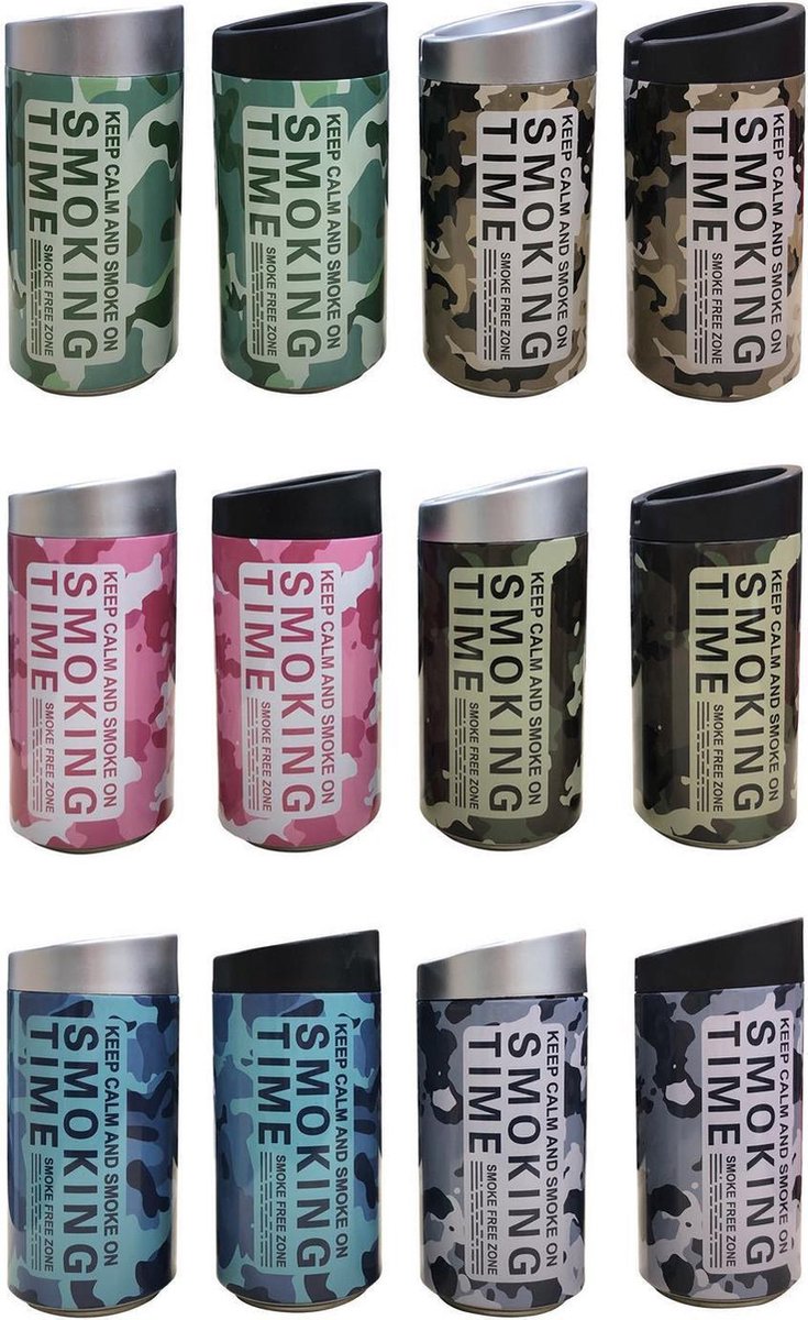 Auto Asbak – Bekerhouder – 14 cm – Camouflage kleuren – Keep Calm  - 12 stuks