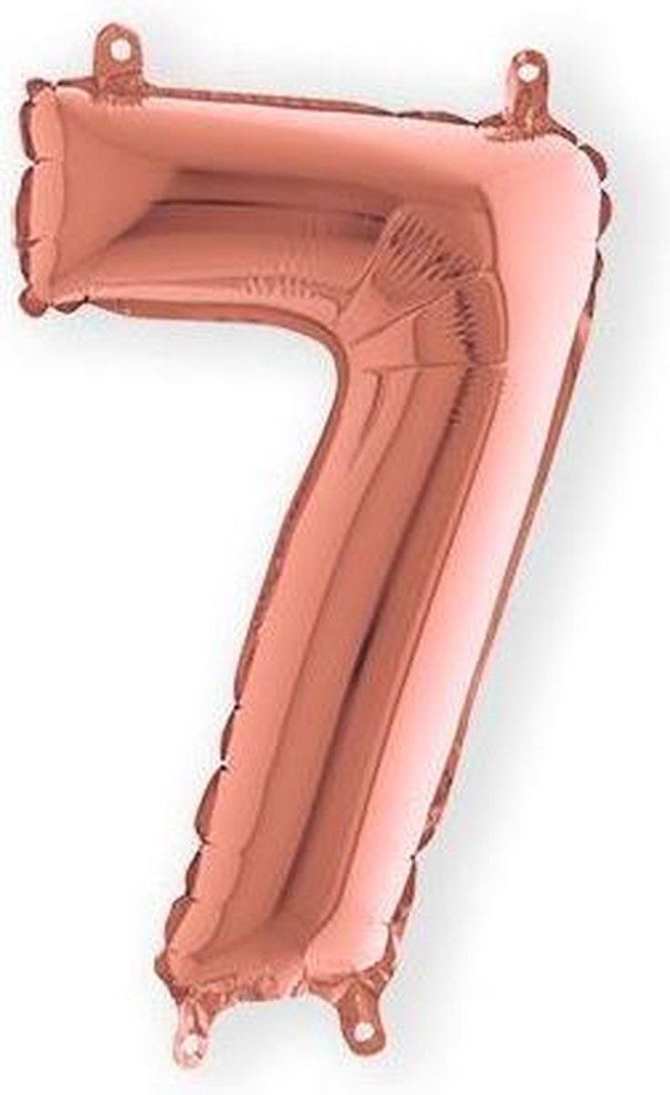 Grabo balloon - Folieballon - Cijfer 7 - Rozegoud - 35cm