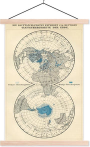 Gletsjers op vintage wereldkaart textielposter latten blank