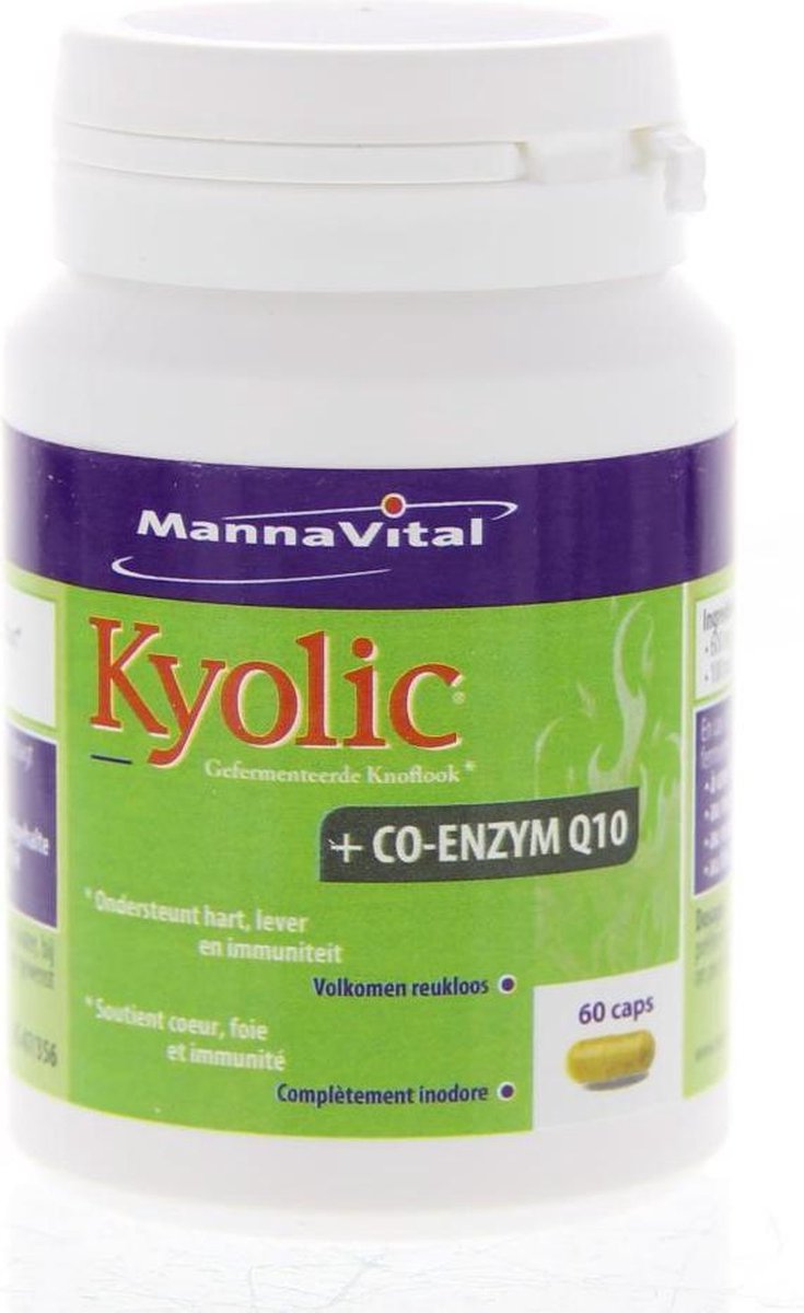 Mannavita Mannavital groene Fyto-reeks Kyolic + Co-enzym Q10 Capsules Circulatie 60capsules
