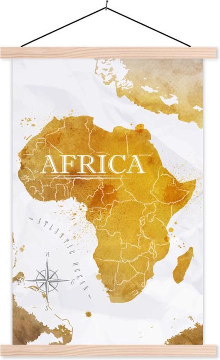 Schoolplaat - Wereldkaart - Afrika - Goud - 120x180 cm - Blanke latten