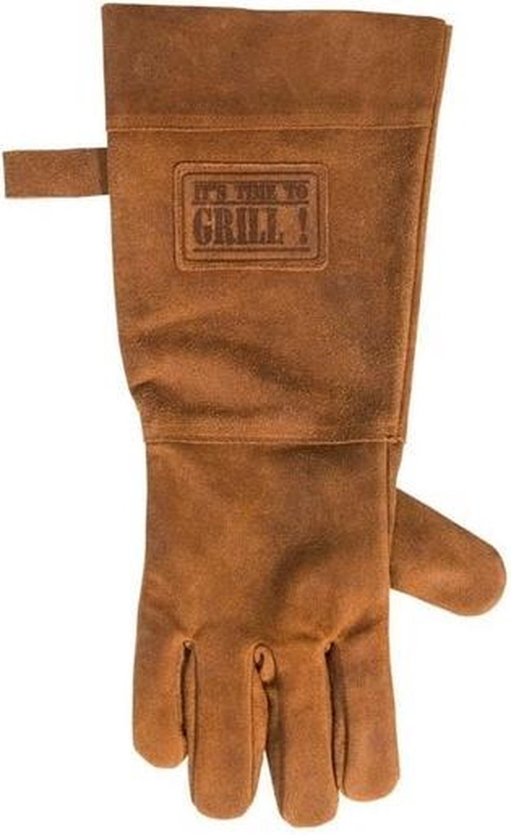Leren Handschoen Barbecue Licht Bruin / Cognac | BBQ Lederen Handschoen Rechts | Vaderdag Kados | Hittebestendige BBQ & Oven handschoen – Extra groot voor betere bescherming | Gevoerd |