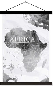 Schoolplaat - Wereldkaart - Afrika - Verf - 40x60 cm - Zwarte latten