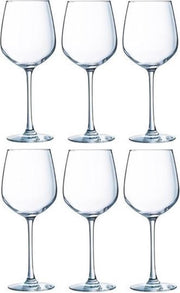 6x Wijnglazen transparant 310 ml  - Wijnglas witte wijn op voet 6 stuks