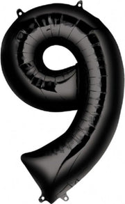 Ballon Cijfer 9 Jaar Zwart Verjaardag Versiering Zwarten Helium Ballonnen Feest Versiering 86 Cm XL Formaat Met Rietje