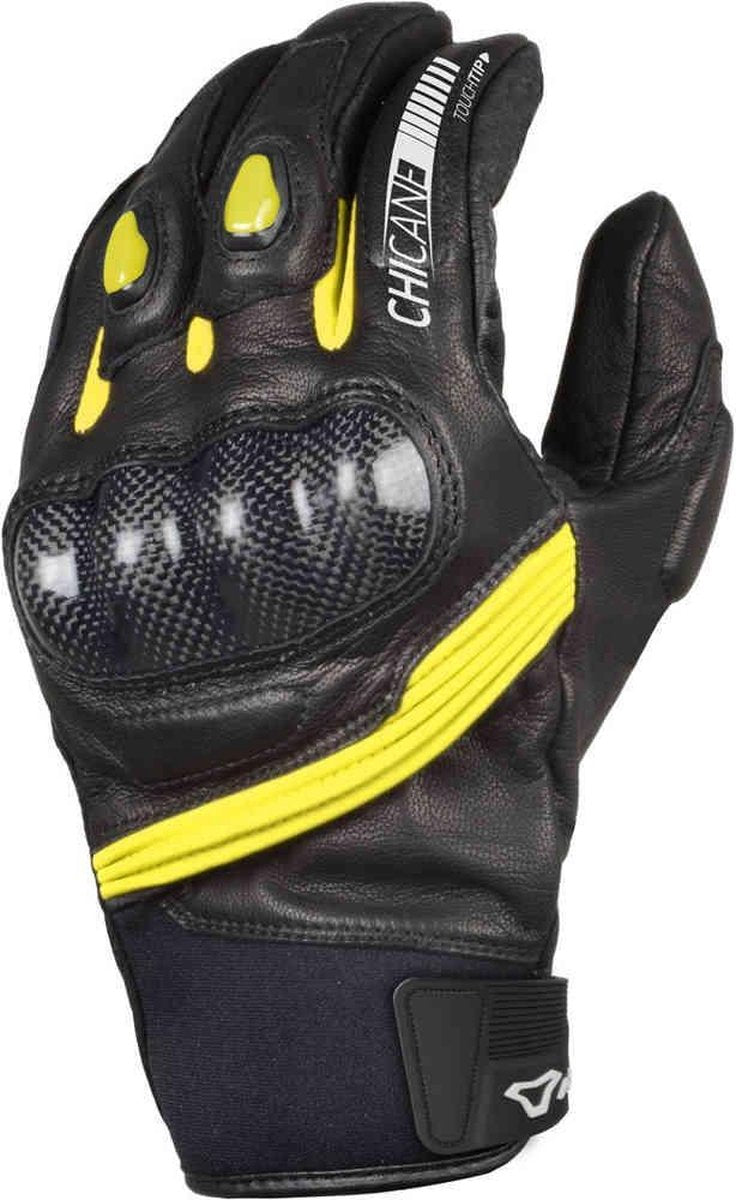 Macna Chicane Black Neon Yellow Motorcycle Gloves M