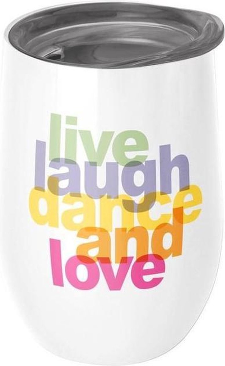 RVS kantoorbeker thermobeker 420ml - Live Laugh Love
