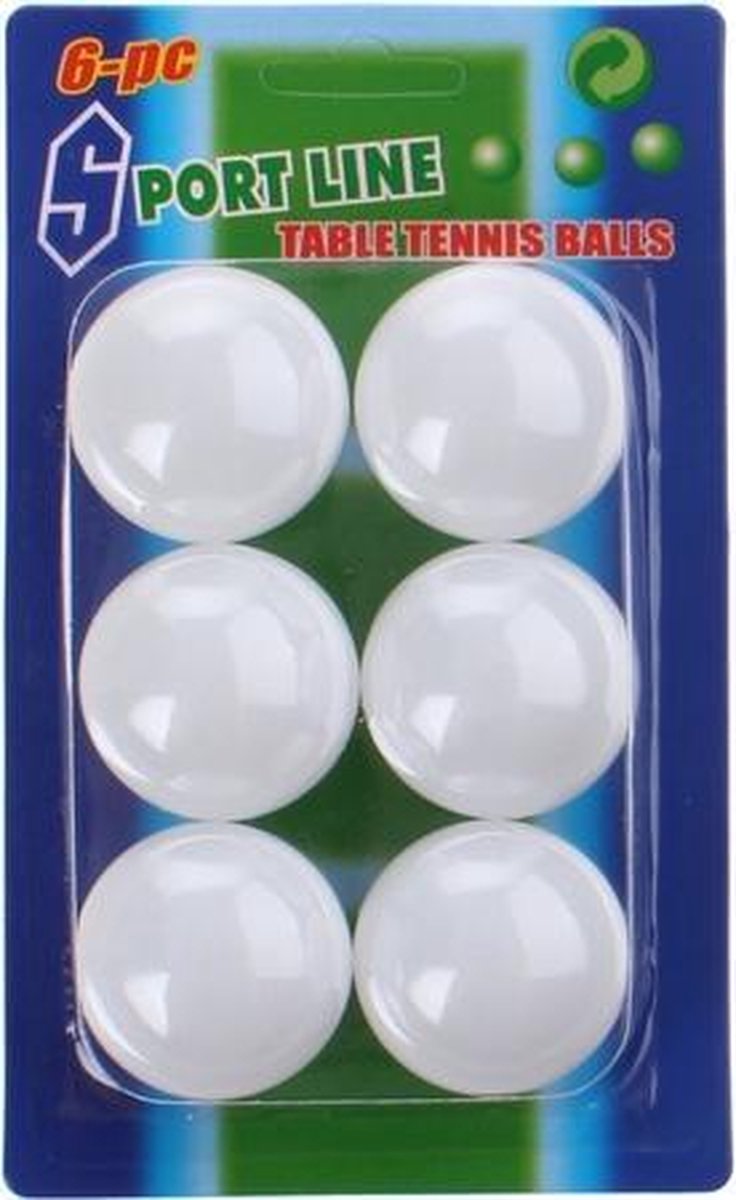 Set van 6 stuks tafeltennis pingpong balletjes - 40 mm - Wit - Kunststof ballen - Kinderspeelgoed