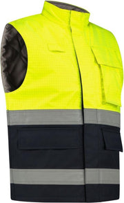 Dapro Protector Multinorm Waterbestendige Bodywarmer - Maat XL - Marineblauw/Hi-Vis Geel - Vlamvertragend 