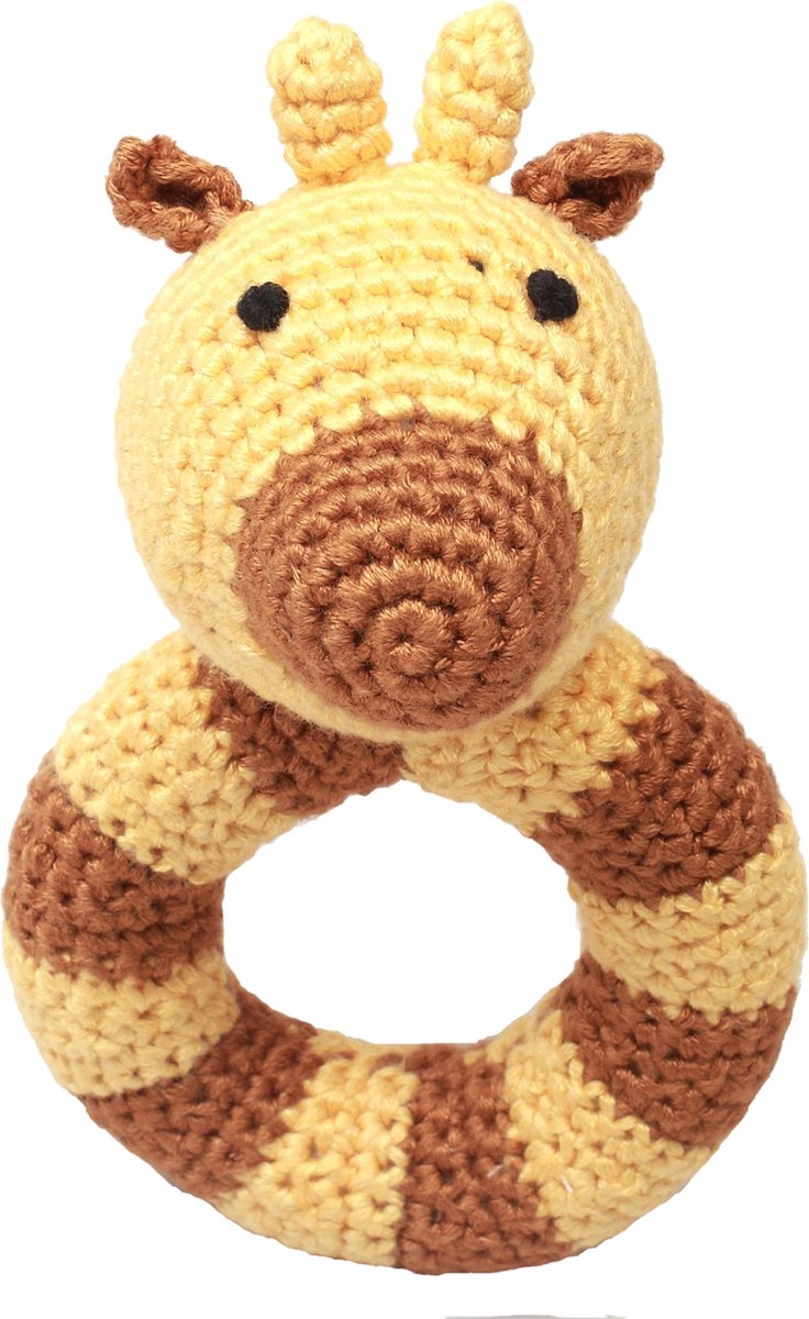 Naturezoo Ringrammelaar Giraffe Gehaakt 14 Cm Bruin
