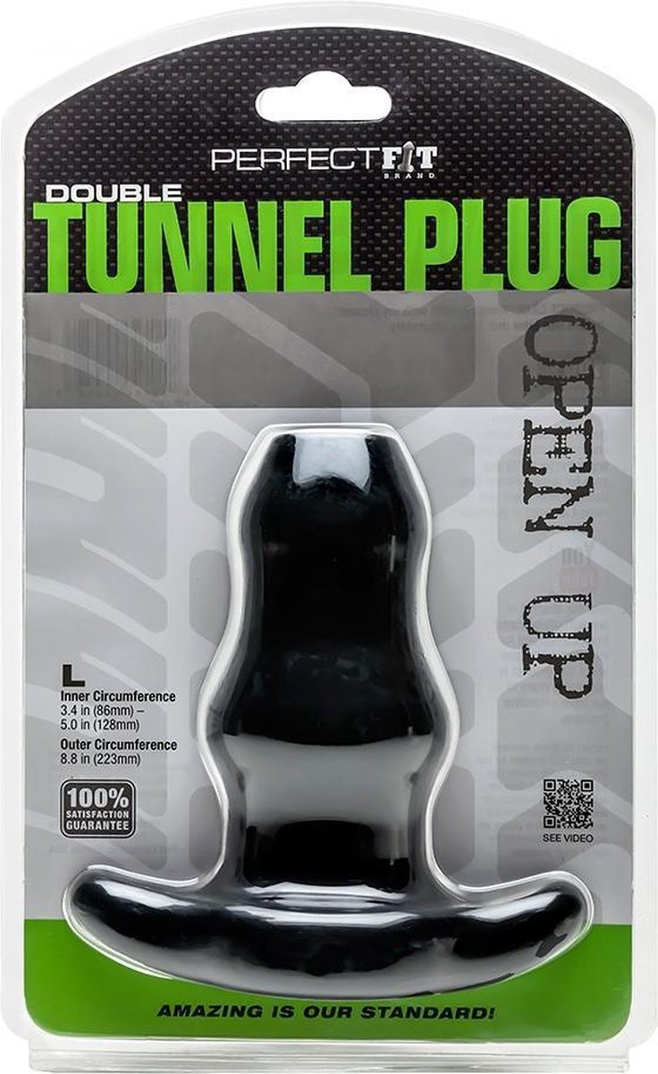 Double Tunnel Plug - Large - Black - Butt Plugs & Anal Dildos