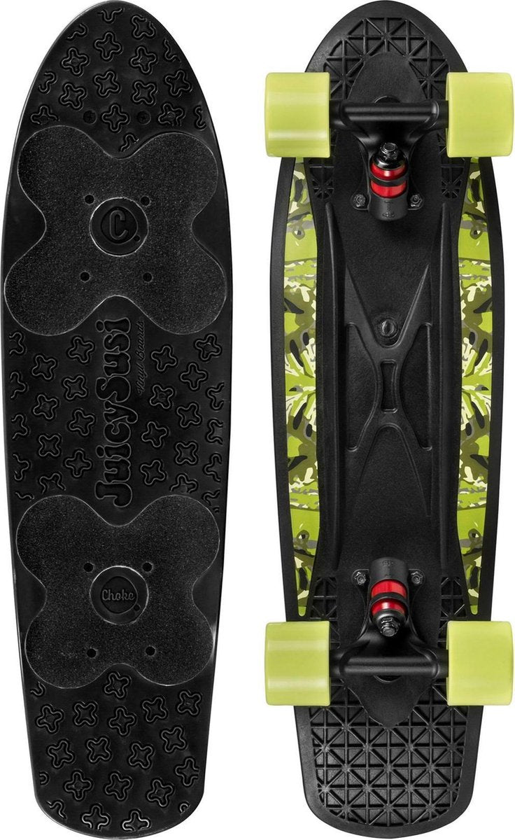 Skateboard Penny Board Volwassenen/Kinderen/Jongens/Meisjes  - Choke - Spicy Sabrina Zwart - Zwart met groene wieltjes - 58