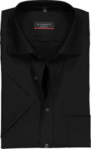 ETERNA modern fit overhemd - korte mouw - poplin heren overhemd - zwart - Strijkvrij - Boordmaat: 48