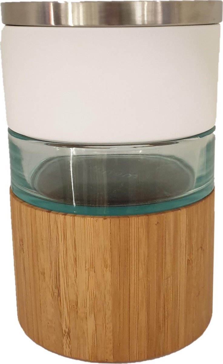 Menu - bewaarpot bamboe-glas-porselein- met rvs deksel - 13cm