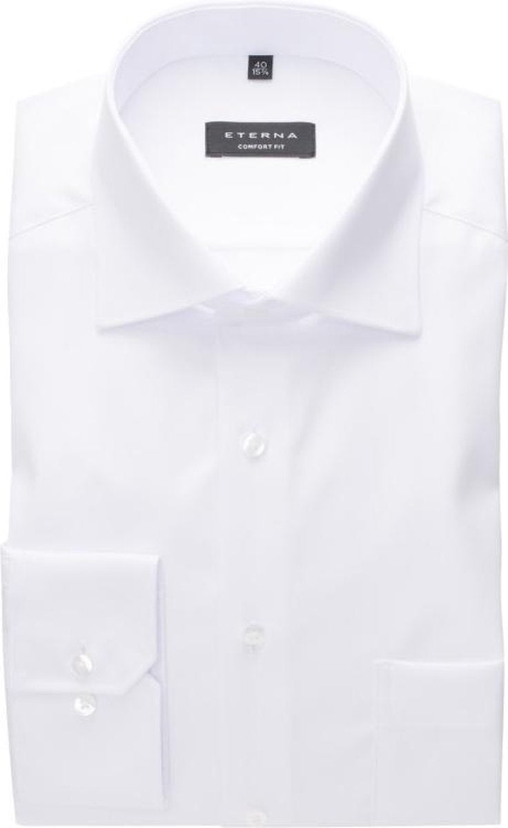 ETERNA comfort fit overhemd - niet doorschijnend twill heren overhemd - wit - Strijkvrij - Boordmaat: 47