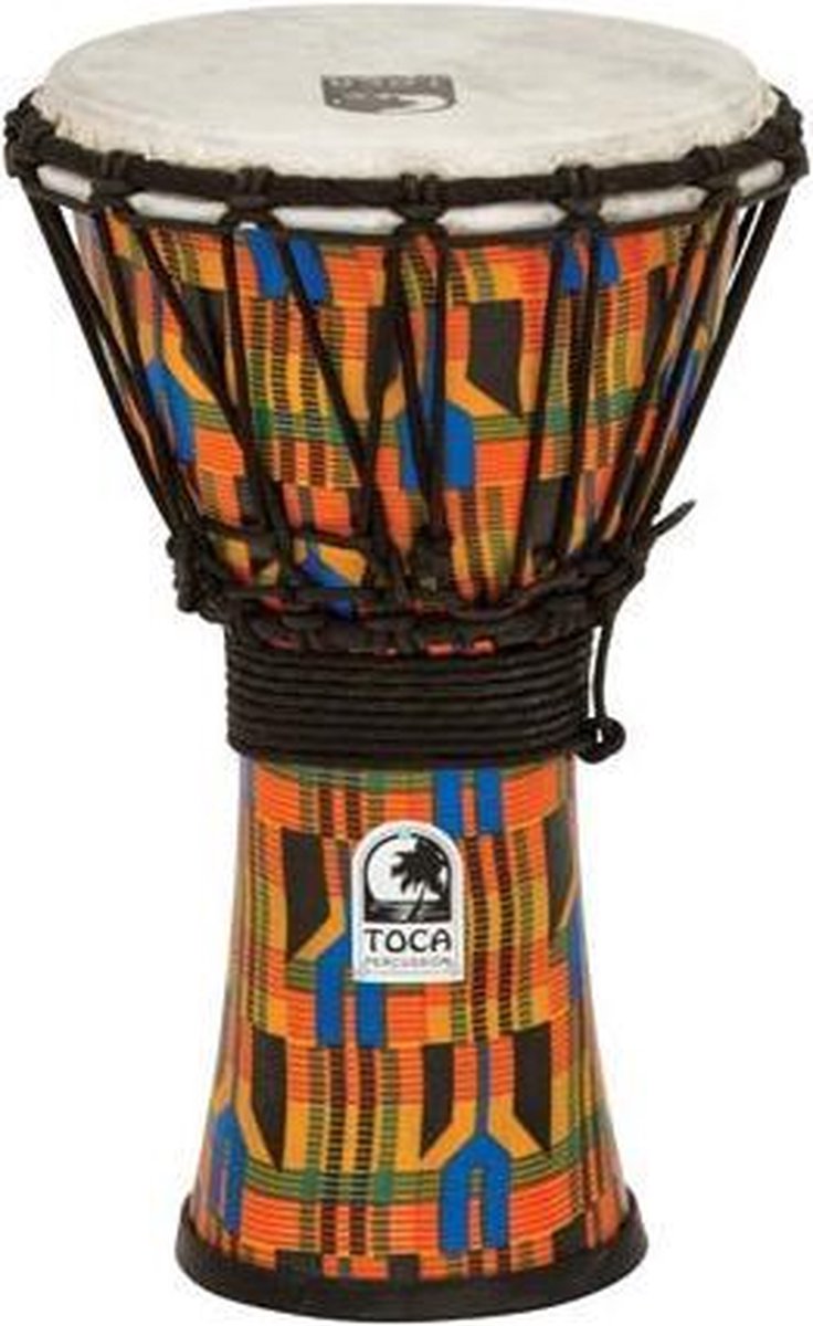 Toca SFDJ-7K Synergy Freestyle Djembe Rope Tuned Kente Cloth djembé