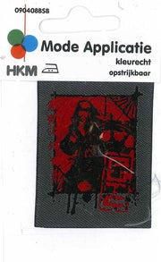 HKM APPLICATIE LABEL PIRAAT ROOD OPSTRIJKBAAR - 5STUKS. 5 X 6CM.
