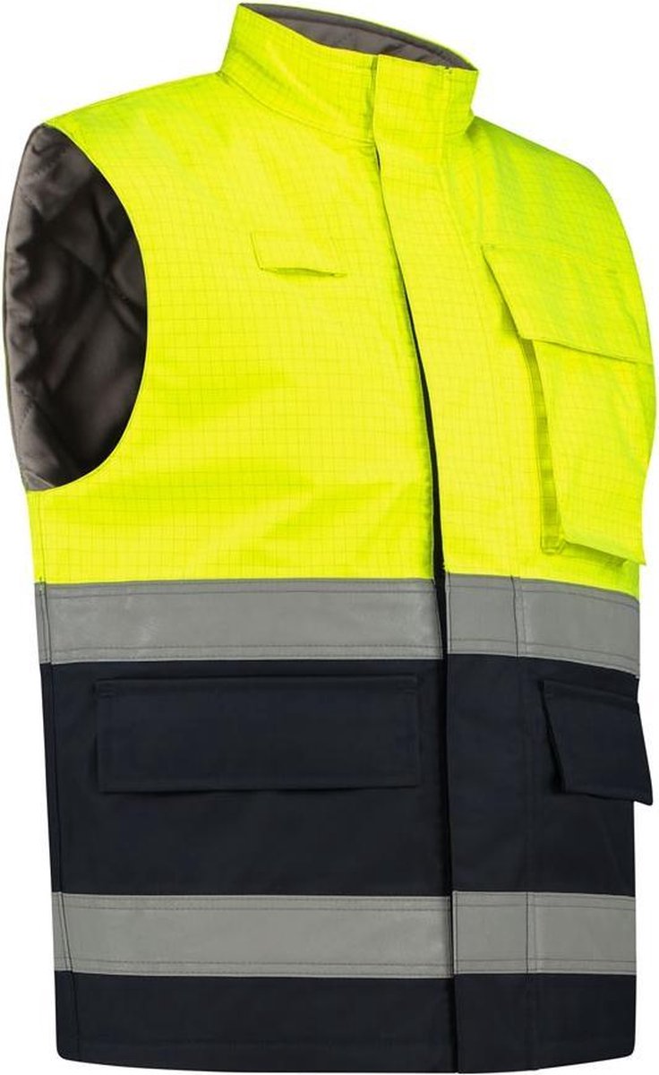 Dapro Protector Multinorm Waterbestendige Bodywarmer - Maat S - Marineblauw/Hi-Vis Geel - Vlamvertragend 