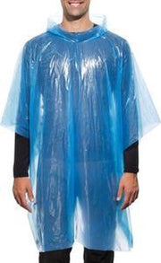 8 stuks poncho- wegwerp regenponcho blauw