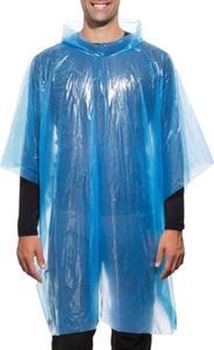 8 stuks poncho- wegwerp regenponcho blauw