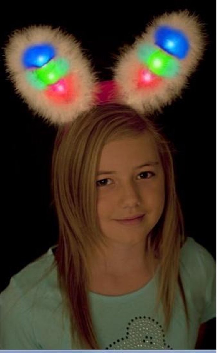 Witte bunny oren met gekleurd LED licht