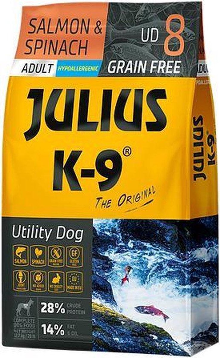 Julius K9 - Hondenvoer - Graanvrij - Hypoallergeen - Salmon&Spinach - 3kg