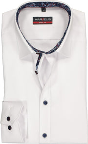 MARVELIS body fit overhemd - wit (contrast) - Strijkvriendelijk - Boordmaat: 38
