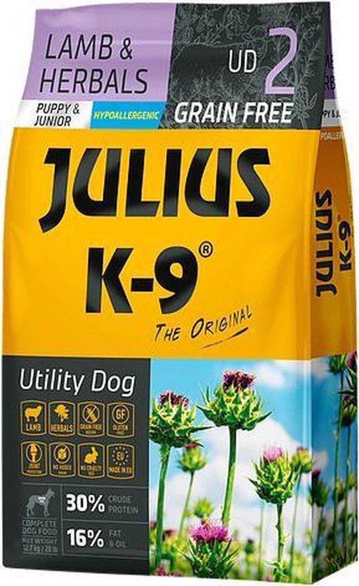 Julius K9 - Hondenvoer - Graanvrij - Puppy/junior - Lamb & Herbals - 3kg