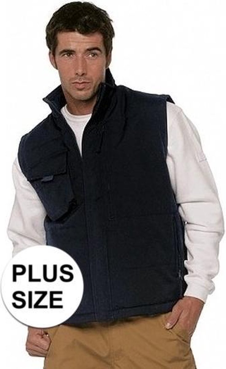 Grote maten outdoor/werk casual bodywarmer zwart voor heren - Outdoorkleding/werkkleding plus size - Mouwloze vesten 3XL (46/58)