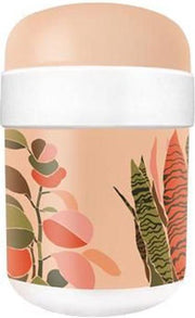 PLA/plant bioloco lunchpot met 2 compartimenten 500ml + 200ml - perzikroze met bladeren