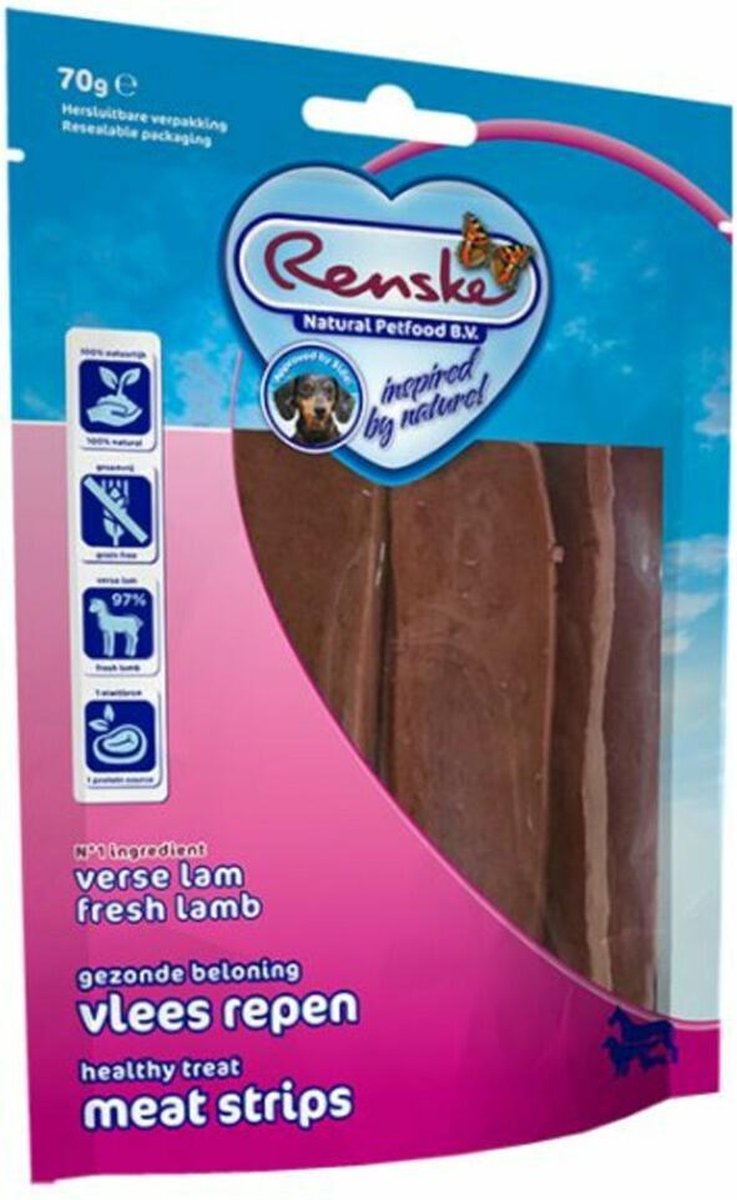 10x Renske Gezonde Beloning Vleesstrips Lam 70 gr