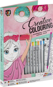 Creatief kleurboek inclusief 8 fineliners | 48 designs | All-in map | kleuren voor meisjes | Grafix