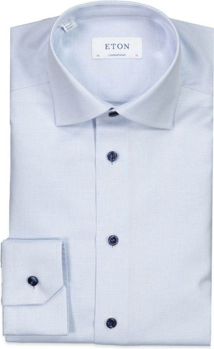 Eton  Overhemd Blauw Normaal - Maat UK14.5-EU37 - Heren - Never out of stock Collectie - Katoen