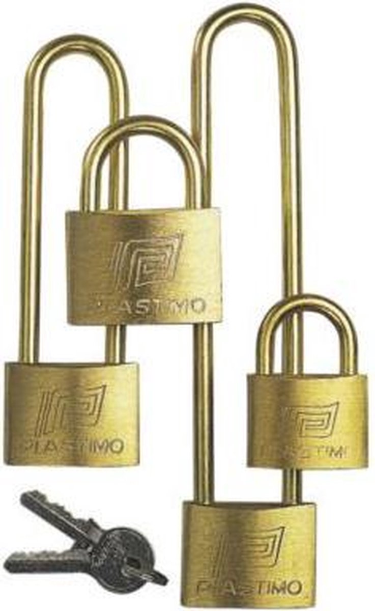 Hangslot messing set 3 stuks