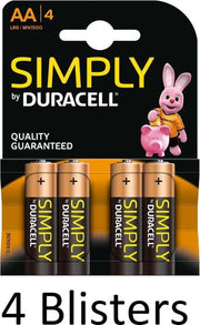 16 Stuks (4 Blisters a 4 st) Duracell AA SIMPLY Batterijen