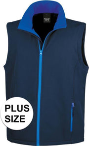 Grote maten softshell casual bodywarmer navy blauw voor heren - Outdoorkleding wandelen/zeilen - Mouwloze vesten plus size 4XL (48/60)