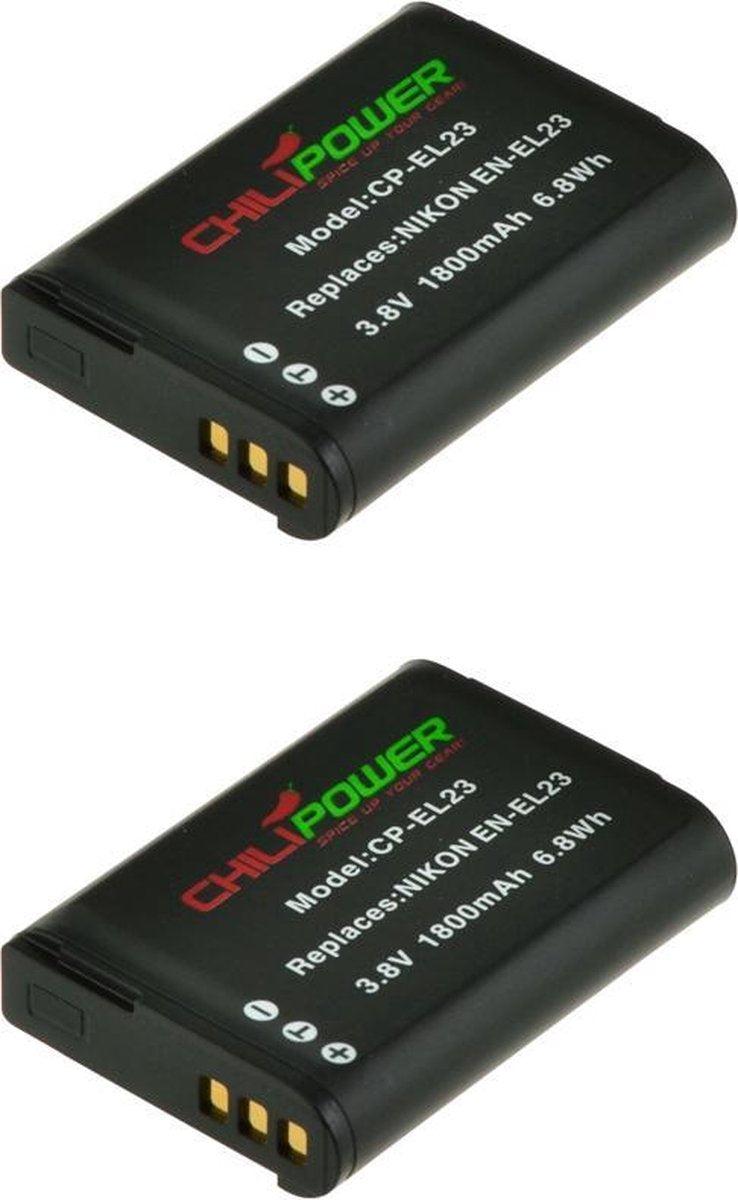 ChiliPower Nikon EN-EL23 camera batterij - 2 stuks verpakking