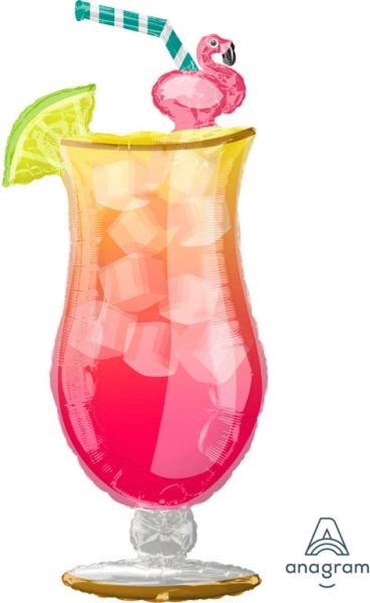 SuperShape Let s Flamingle Tropical Drink Foil Balloon P35 p