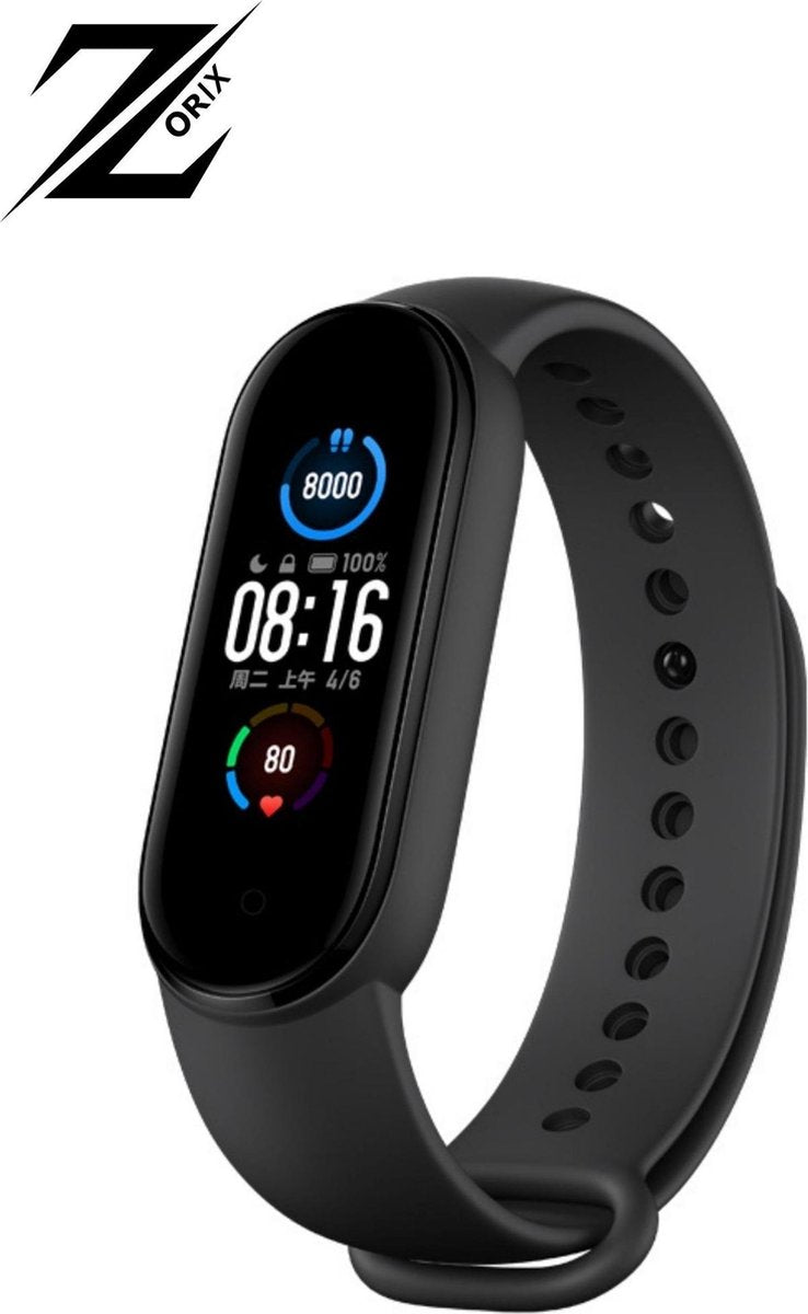 ZORIX® - M5 Stappenteller -Smartwatch- Activity Tracker - Bloeddrukmeter - Hartslagmeter - Horloge - Zwart